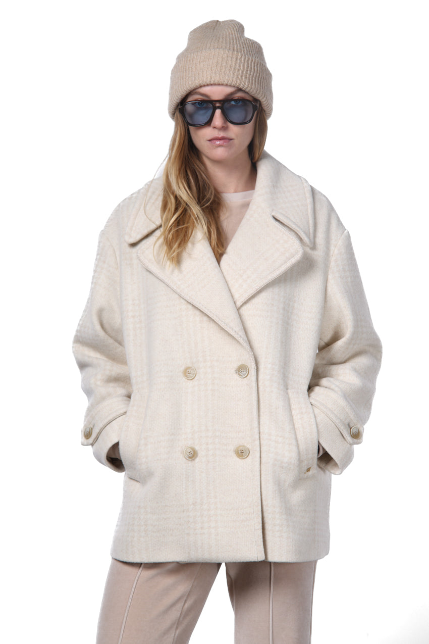 Leonie women’s coat in checked wool pattern