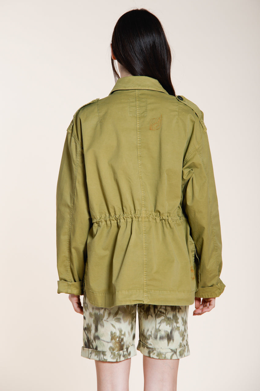 Florence New veste femme en twill léger stretch broderie fleurs