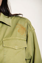 Florence New veste femme en twill léger stretch broderie fleurs