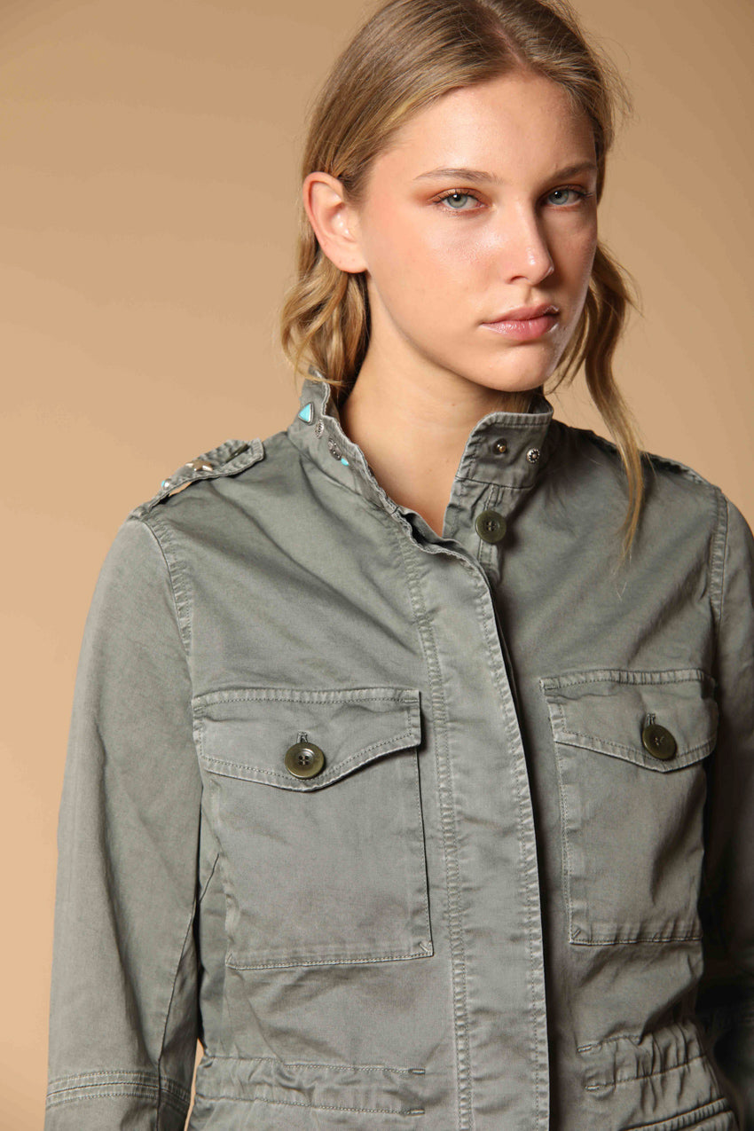 Eva field jacket donna in twill con borchie