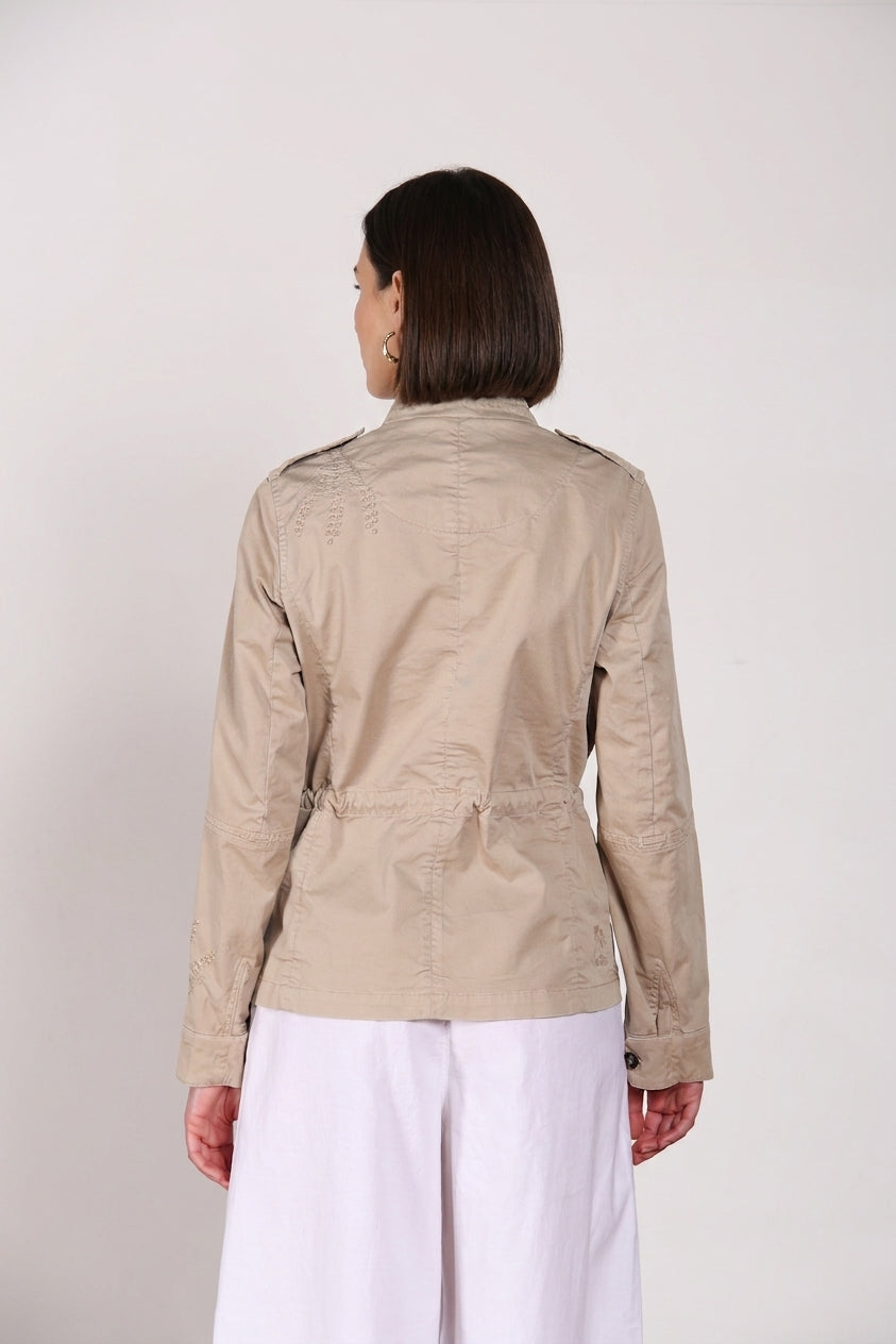 Eva chaqueta mujer en twill bordado flores