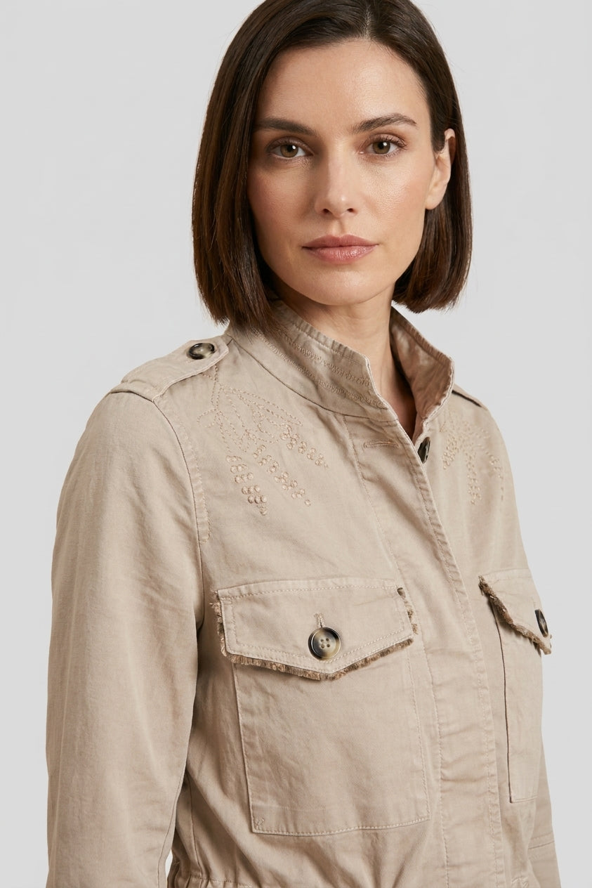 Eva giacca donna in twill ricamo fiori