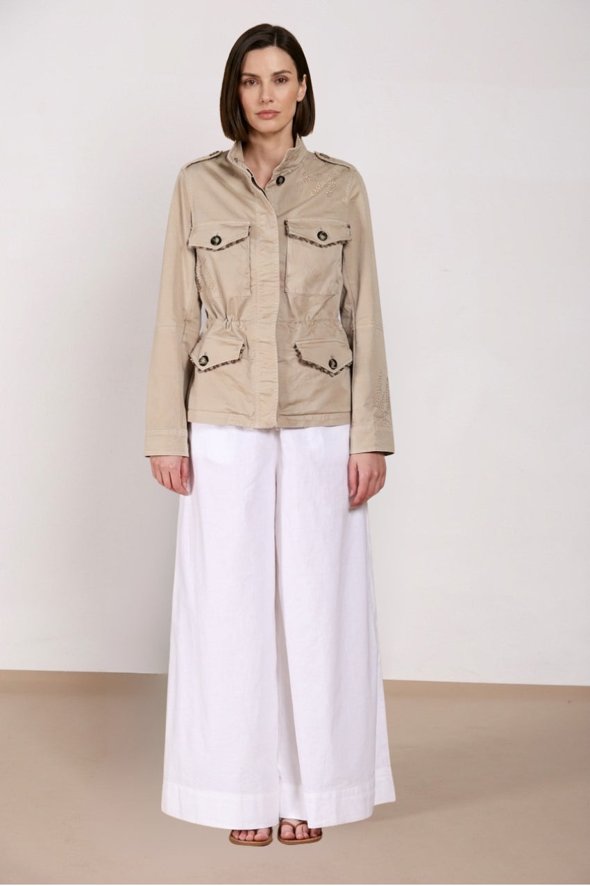 Eva chaqueta mujer en twill bordado flores