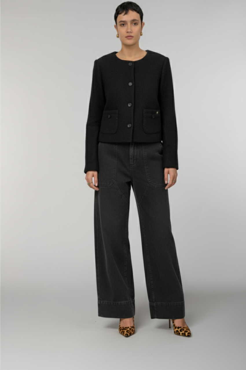 Lou Lou giacca cropped donna in bouclé misto lana