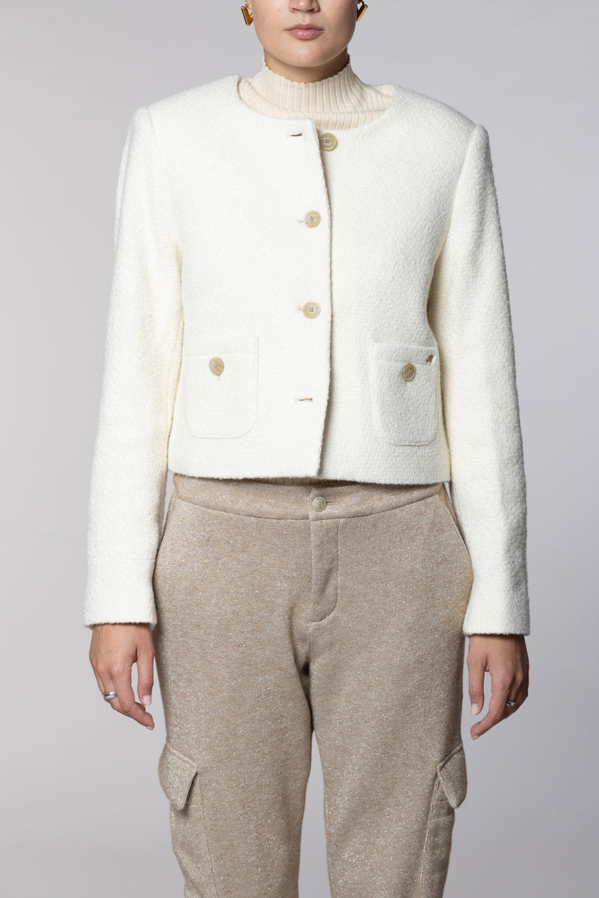 Lou Lou women’s cropped jacket in wool-blend bouclé