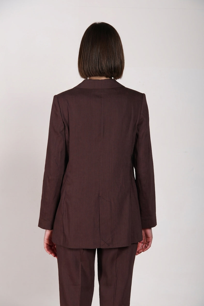 Irene blazer mujer en tela de mezcla de lino y viscosa