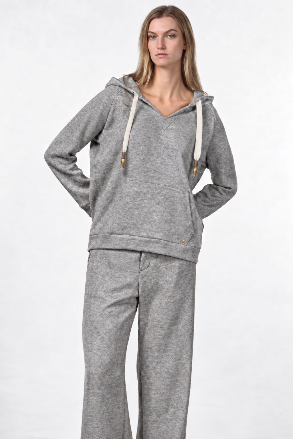 Hoodie sudadera de mujer en jersey efecto punto