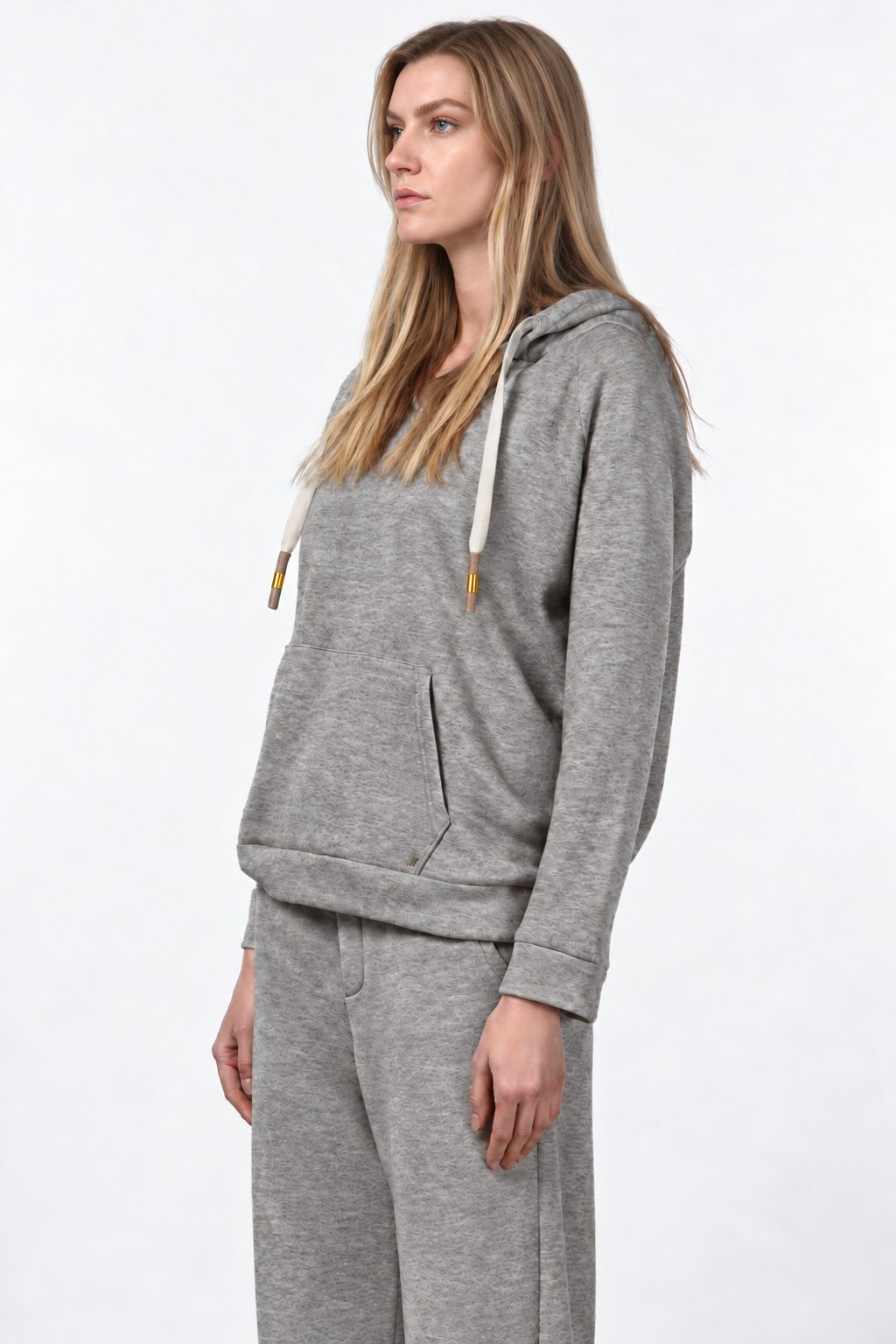 Hoodie sudadera de mujer en jersey efecto punto