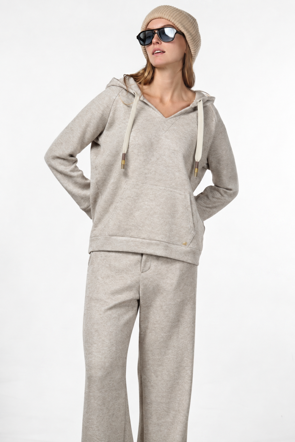 Hoodie women’s sweatshirt in knit-effect jersey