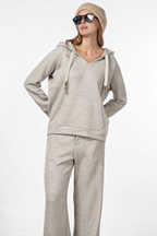 Hoodie women’s sweatshirt in knit-effect jersey