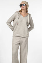 Hoodie sweat femme en jersey effet maille