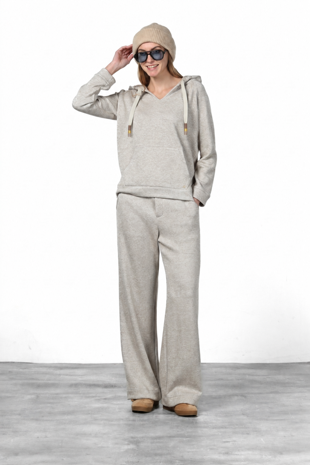 Hoodie women’s sweatshirt in knit-effect jersey