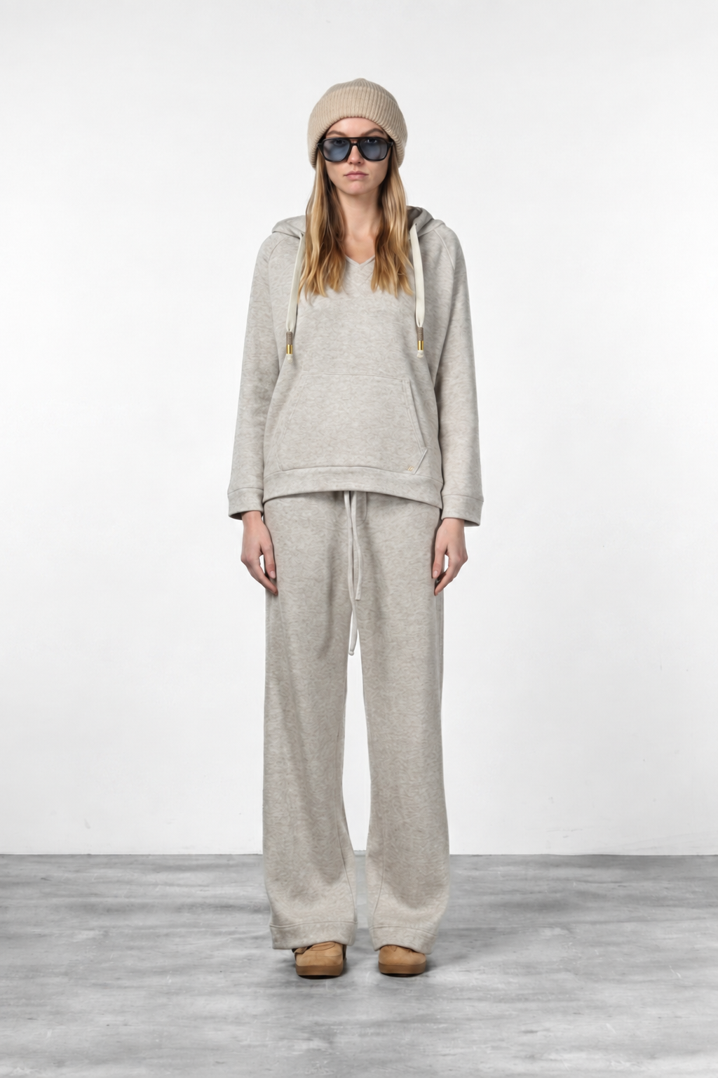 Hoodie women’s sweatshirt in knit-effect jersey