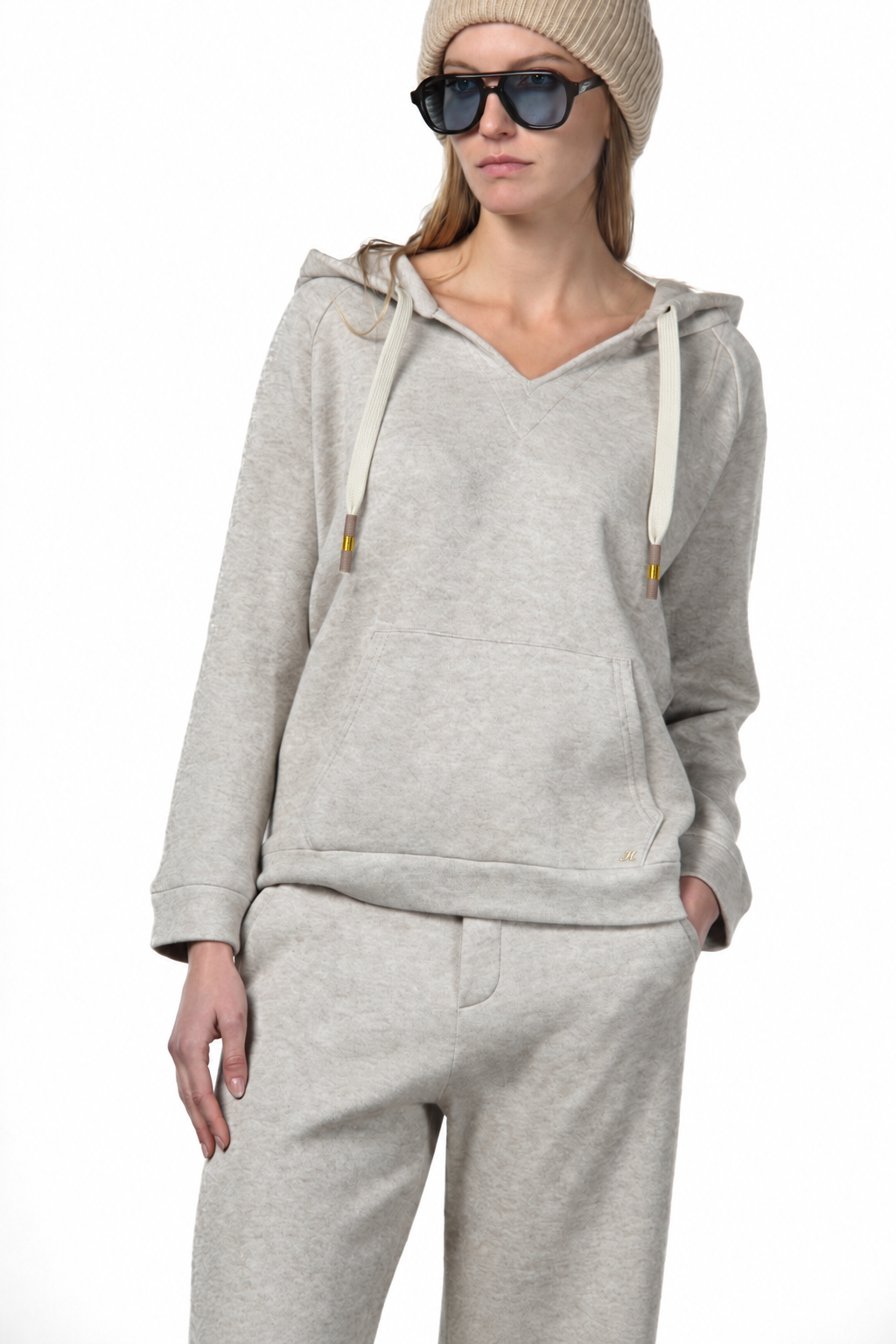 Hoodie women’s sweatshirt in knit-effect jersey