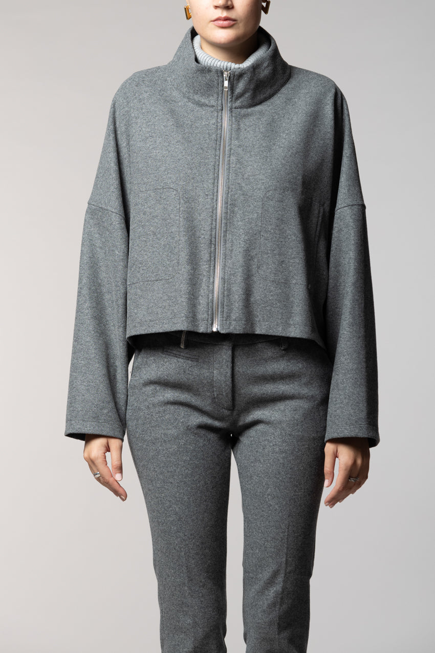 Nora cropped women’s sweatshirt in flannel jersey