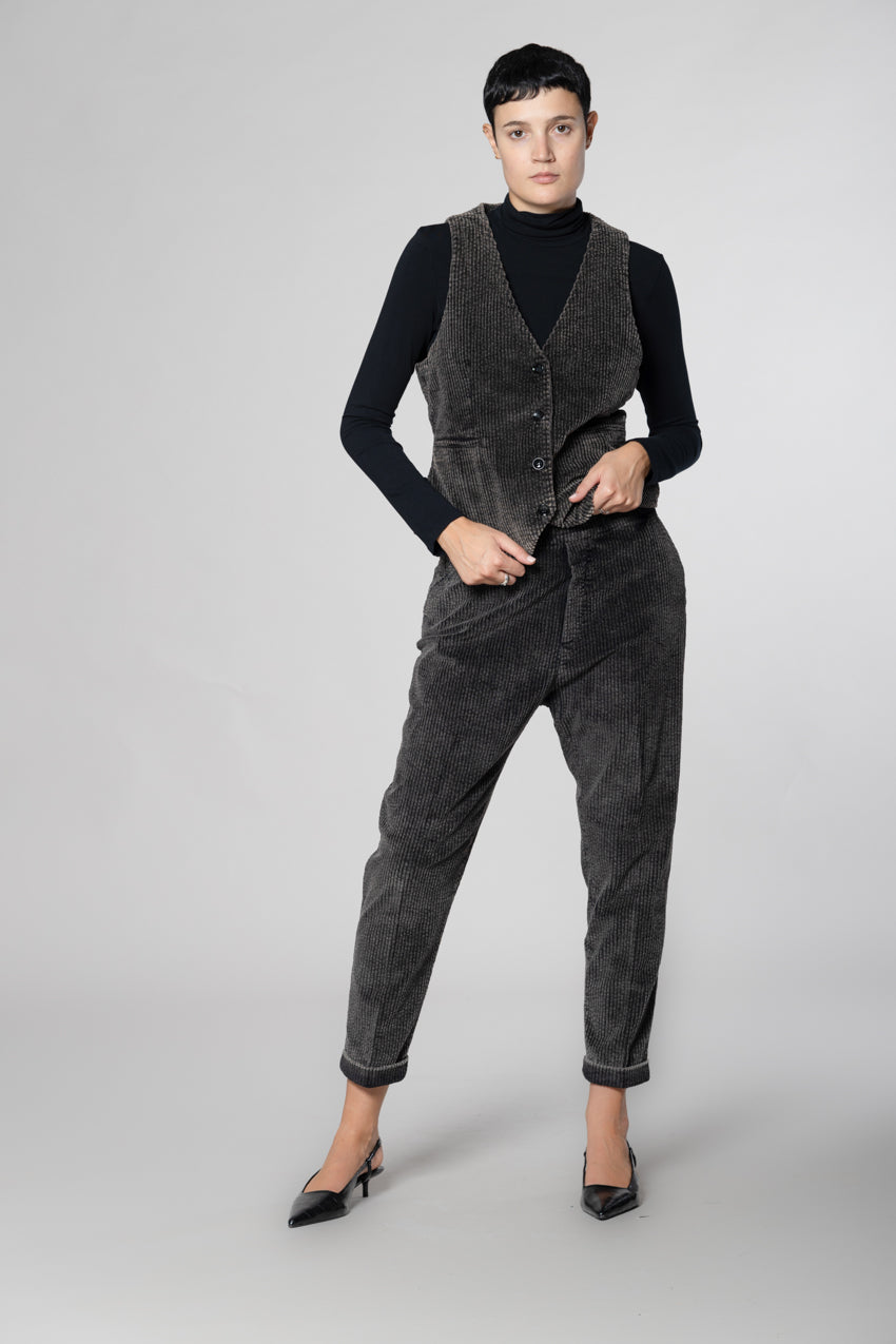 Ellen gilet femme en velours à larges côtes