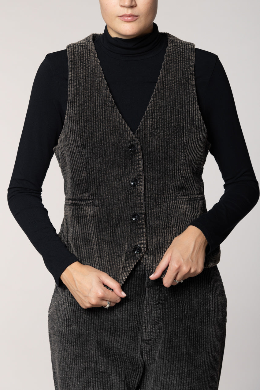 Ellen gilet femme en velours à larges côtes