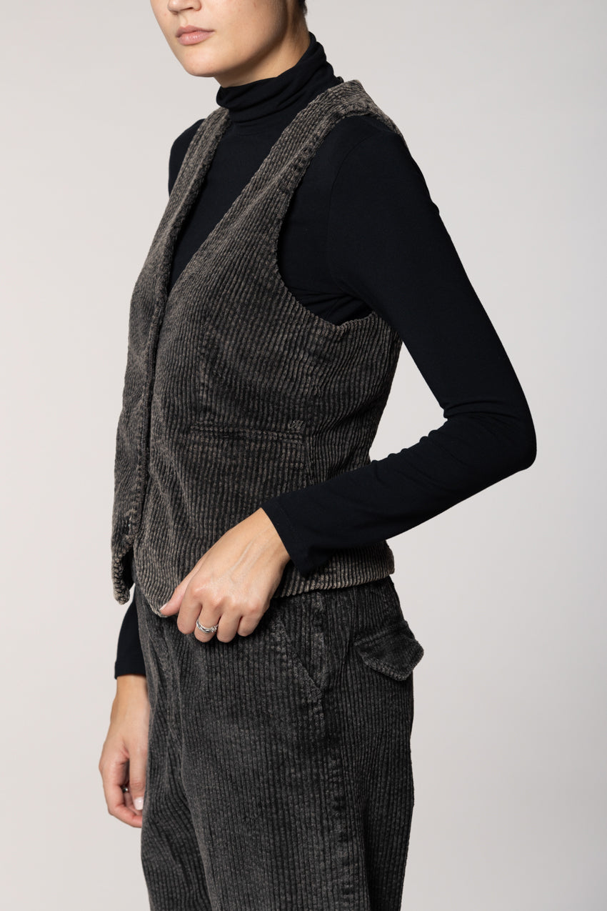 Ellen gilet femme en velours à larges côtes