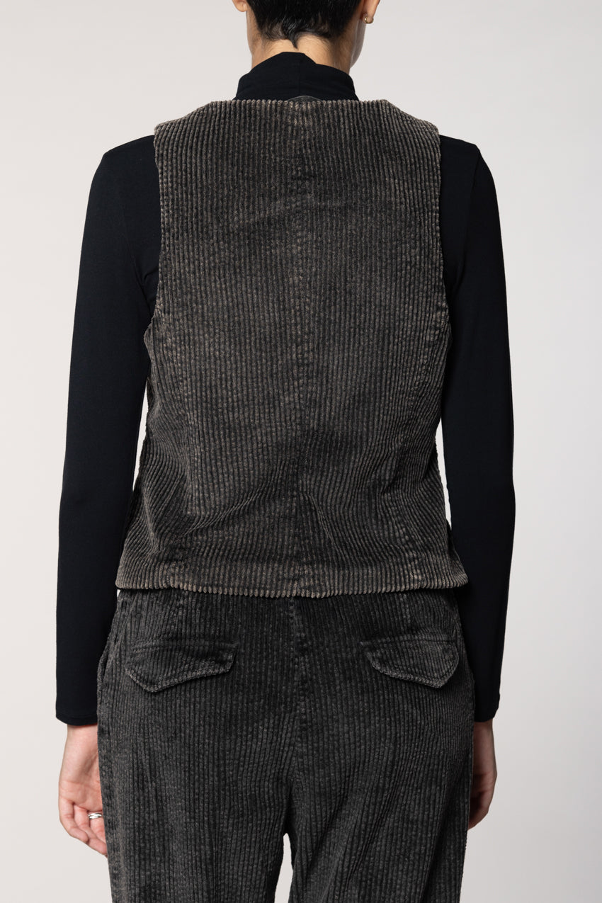 Ellen gilet femme en velours à larges côtes