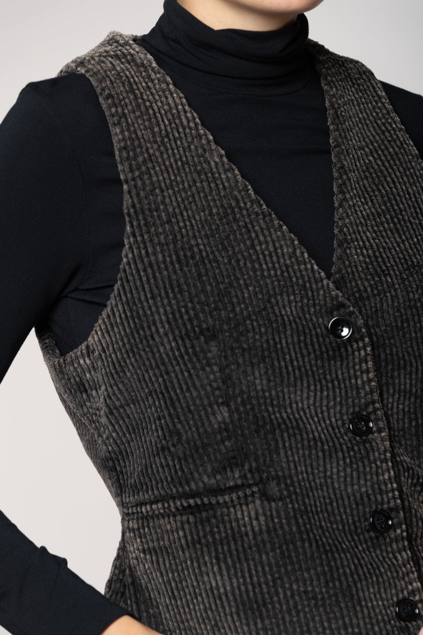 Ellen gilet femme en velours à grosses côtes