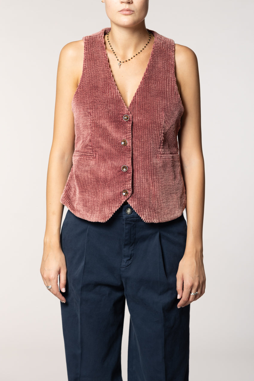 Ellen gilet femme en velours à larges côtes