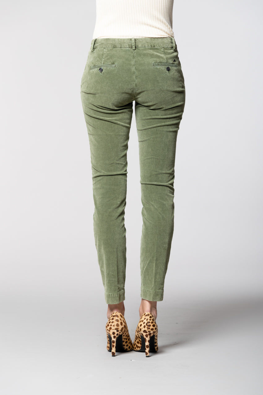 Jaqueline Archivio pantalon chino femme en velours 1000 raies slim fit