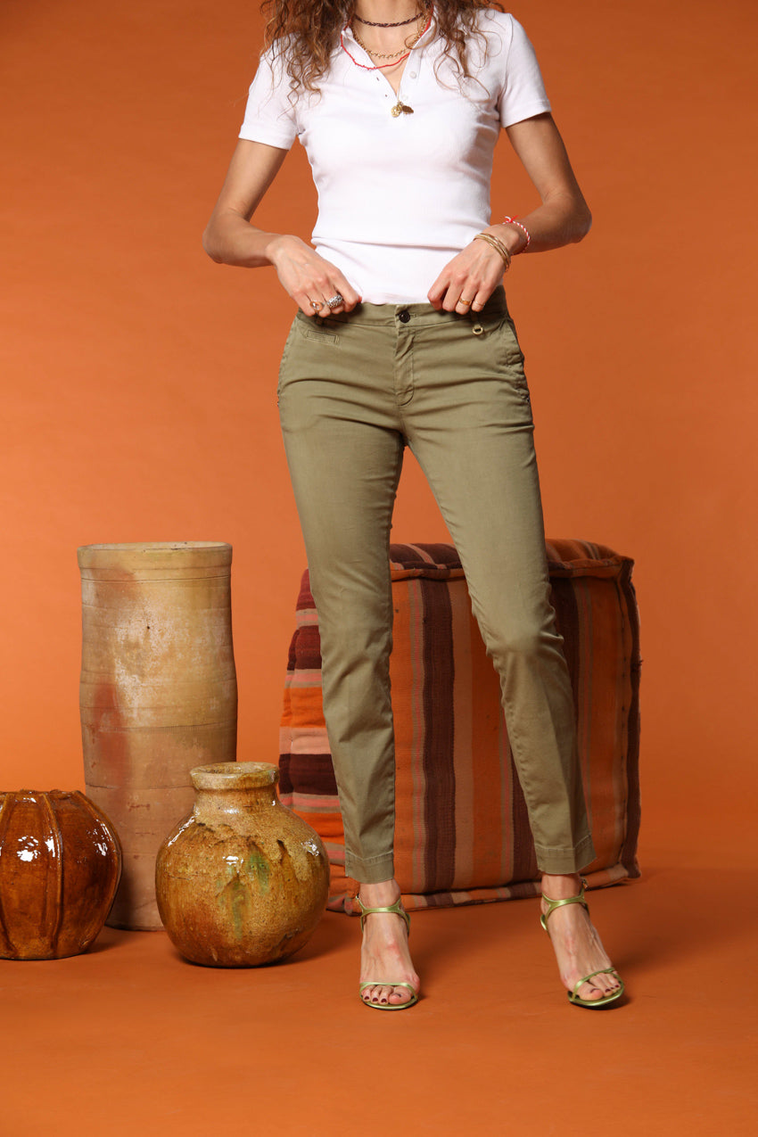 Jaqueline Archivio pantalone chino donna in gabardina slim fit