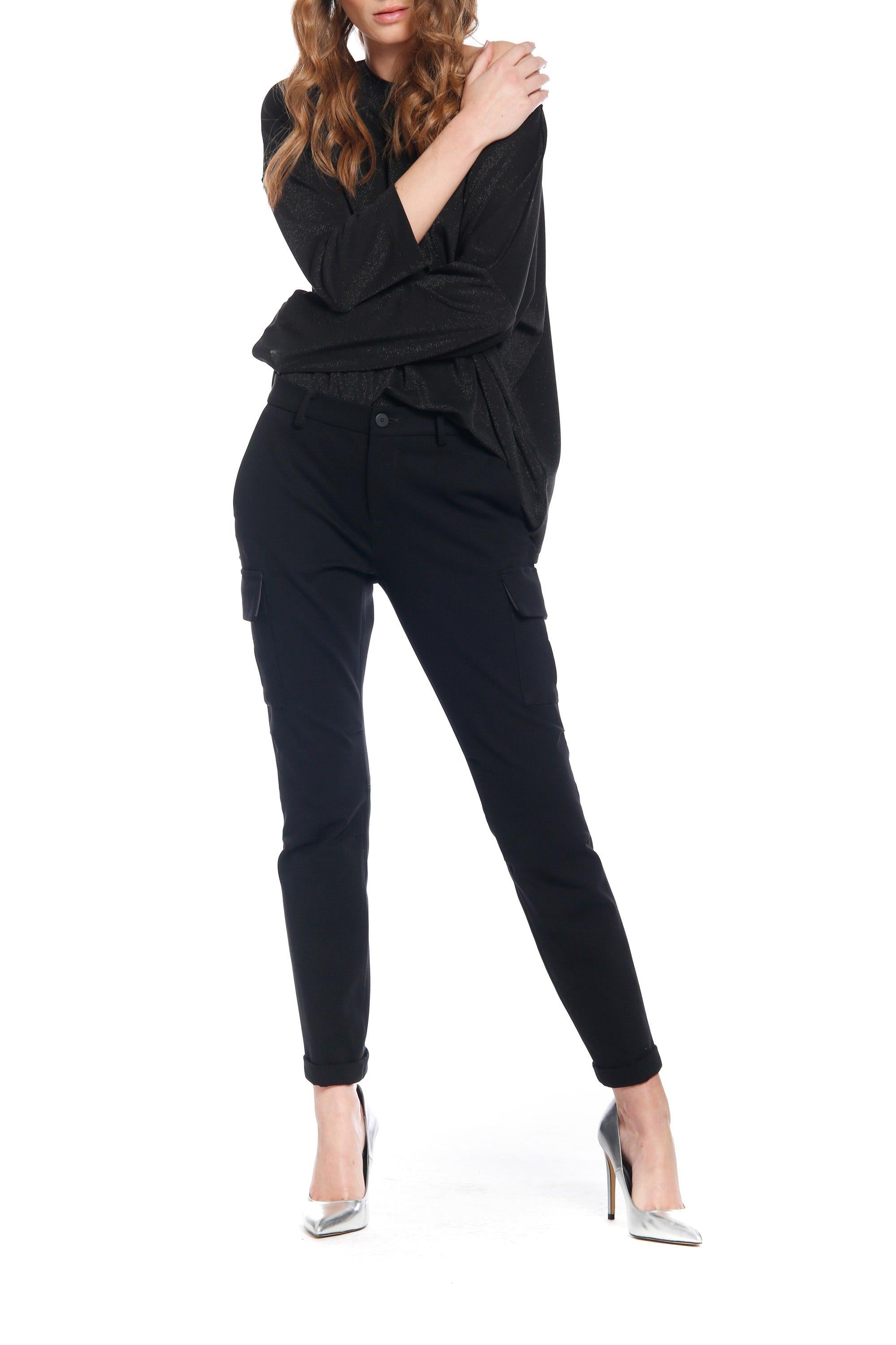 immagine 2 di pantalone cargo  donna in jersey colore nero modello Chile City di Mason's