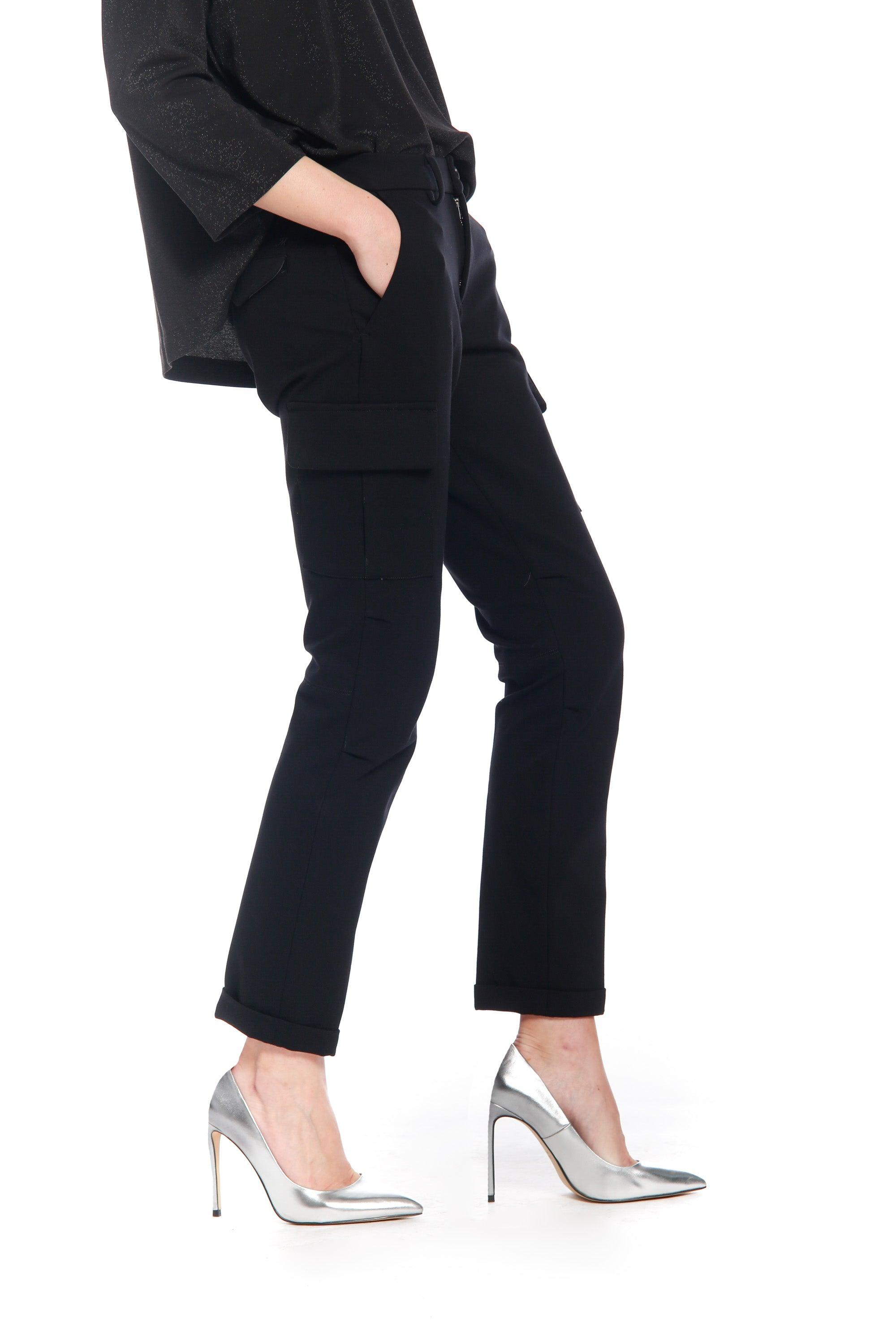 immagine 1 di pantalone cargo  donna in jersey colore nero modello Chile City di Mason's