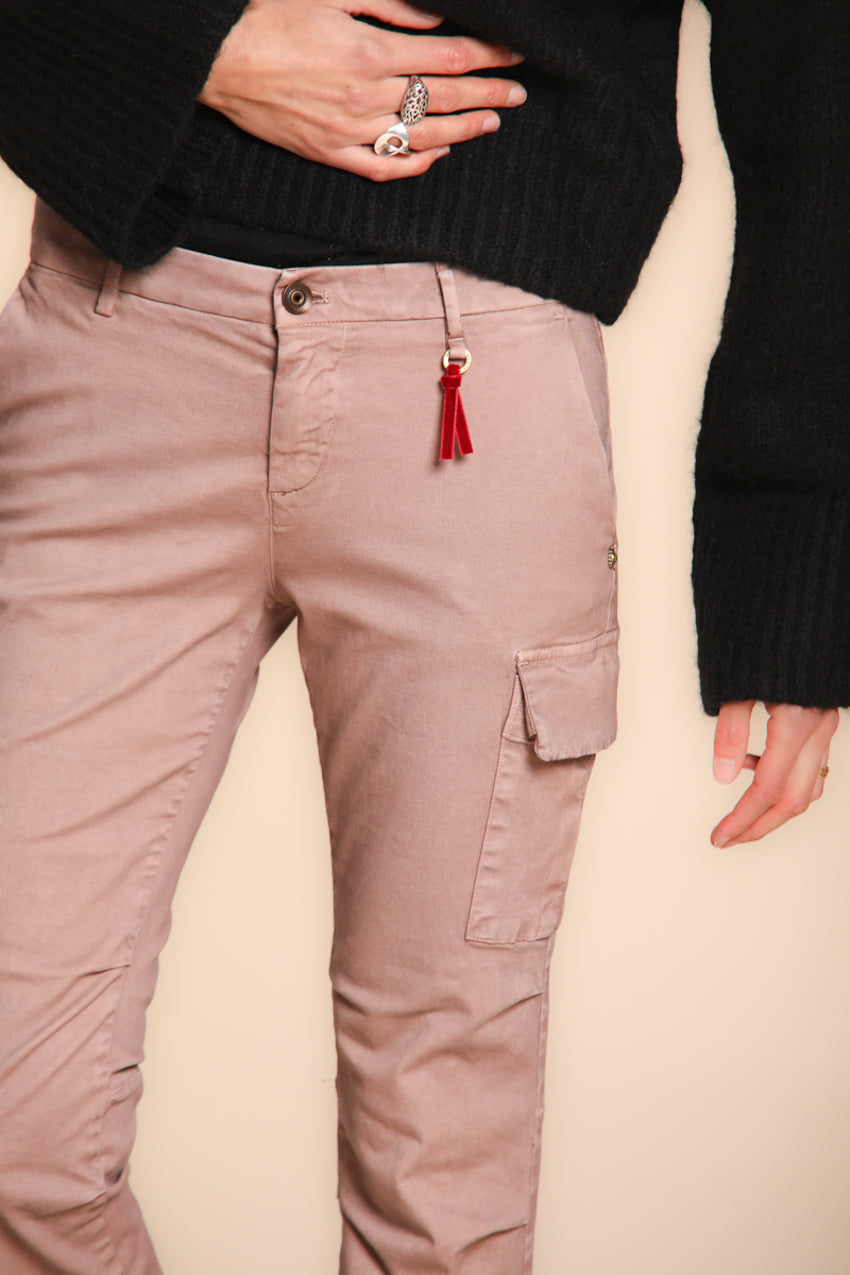 Chile City pantalone cargo donna in raso slim fit