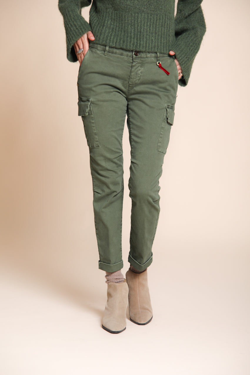 Chile City pantalon cargo femme en satin slim fit