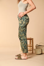 Chile City pantalone cargo donna in raso con stampa a fiori slim fit