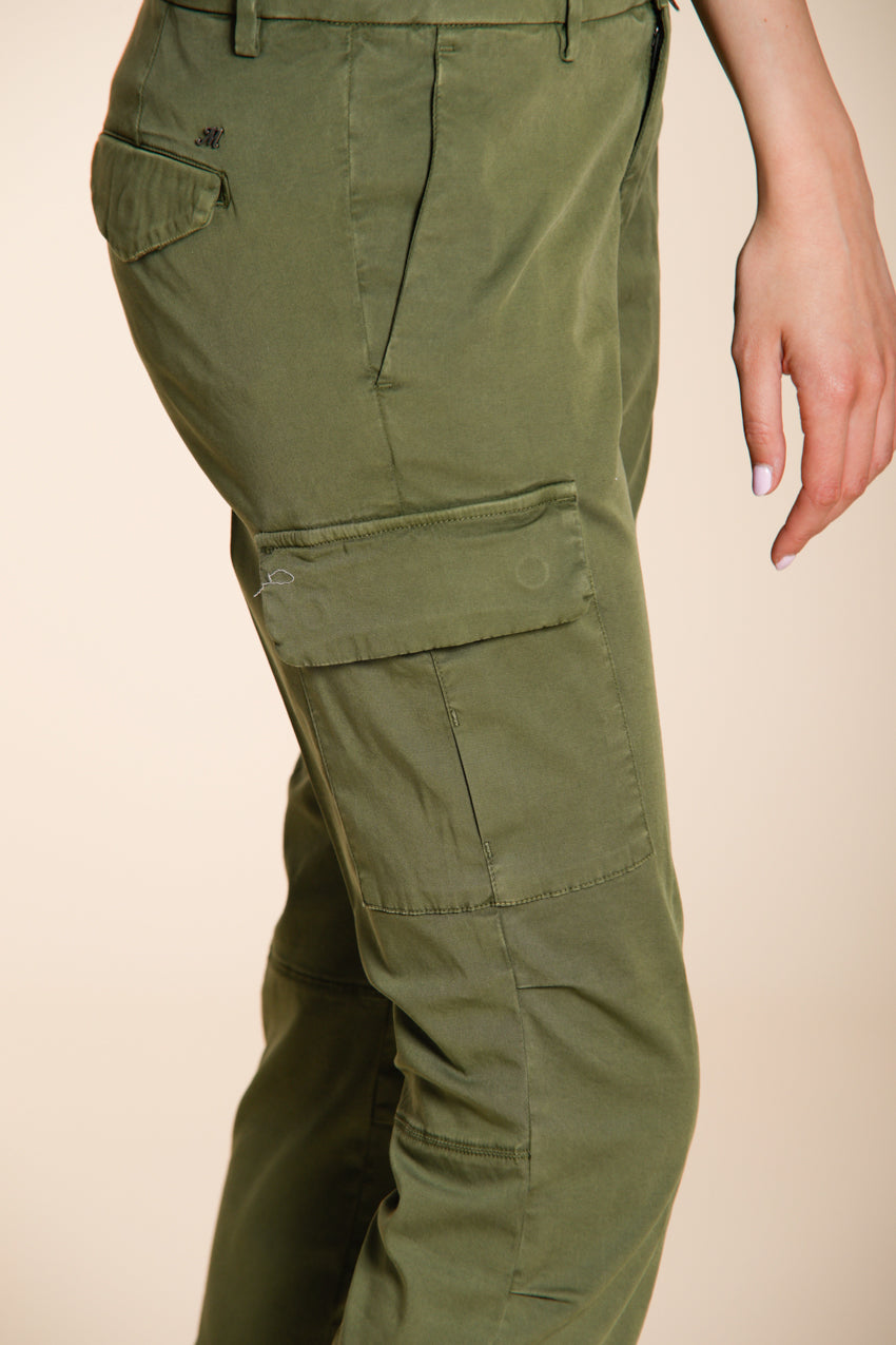 Chile City pantalon cargo femme en gabardine stretch slim fit