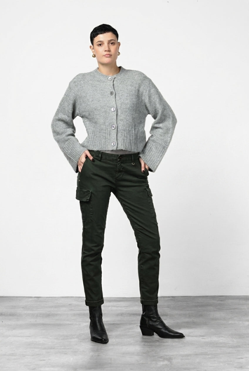 Chile City pantalone cargo donna in raso slim fit