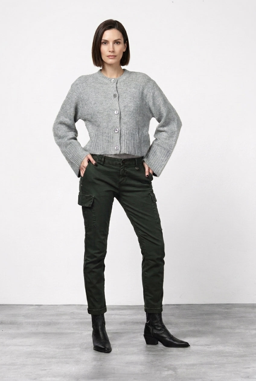 Chile City pantalone cargo donna in raso slim fit