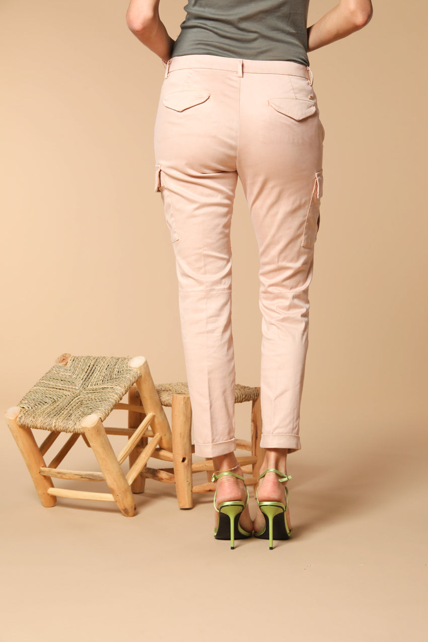 Chile City pantalone cargo donna in gabardina slim fit