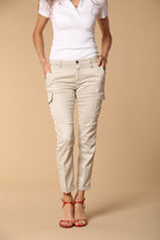Chile City pantalone cargo donna in gabardina slim fit