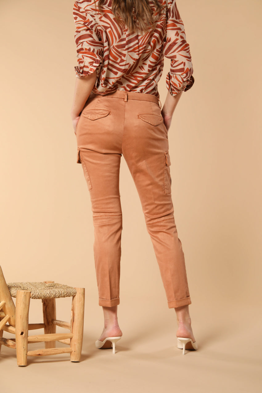 Chile City pantalone cargo donna in gabardina slim fit