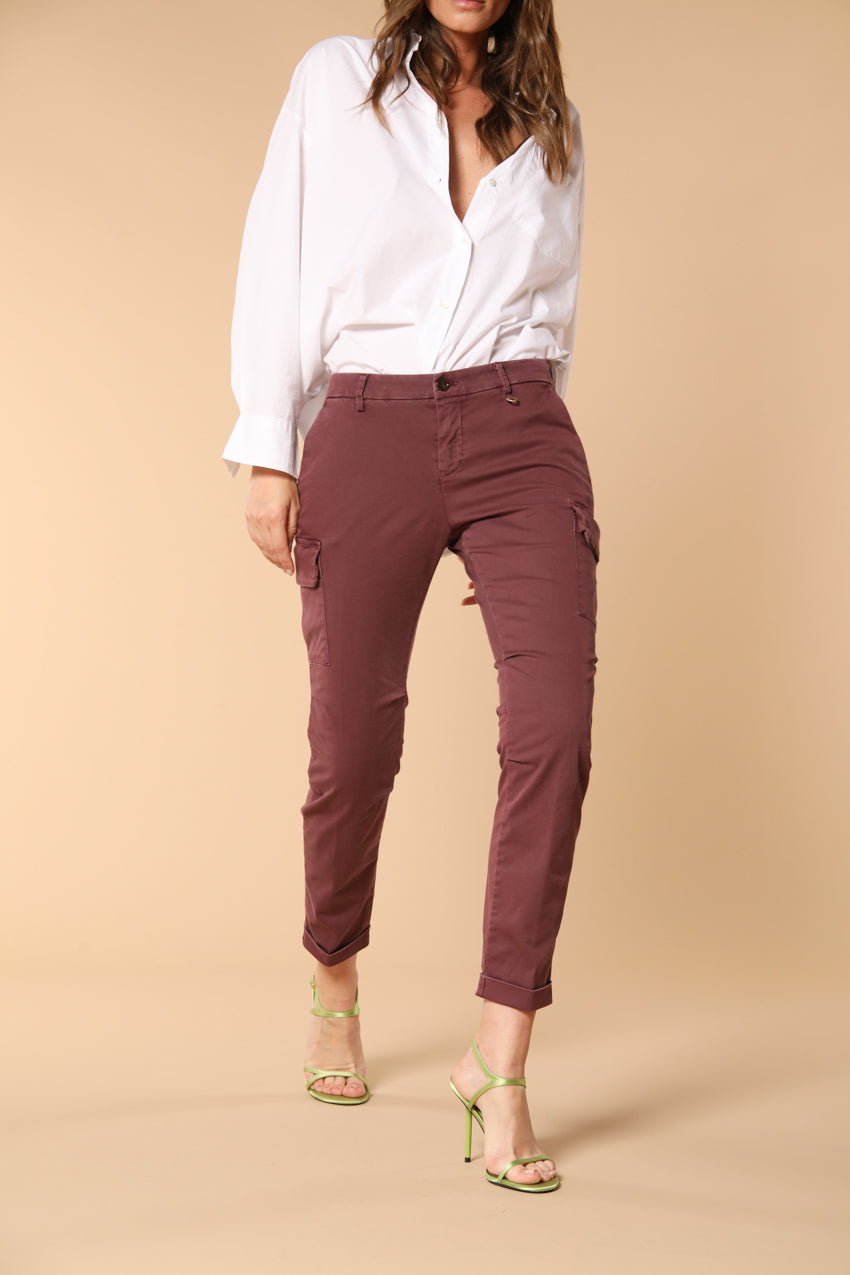 Chile City pantalone cargo donna in gabardine curvy fit