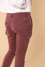 Chile City pantalone cargo donna in gabardina slim fit