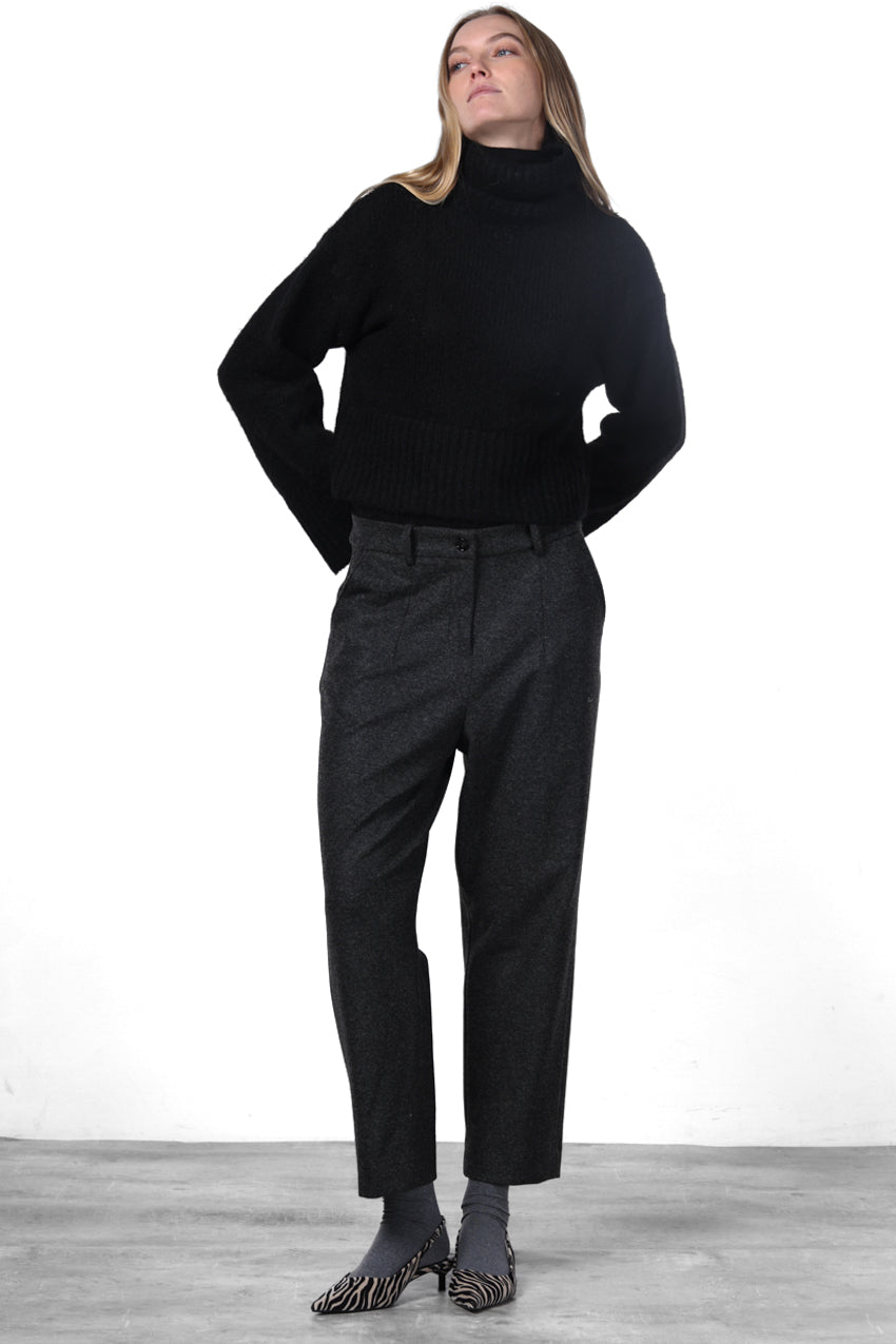New York O Shape pantalon chino femme en jersey flanelle carrot fit