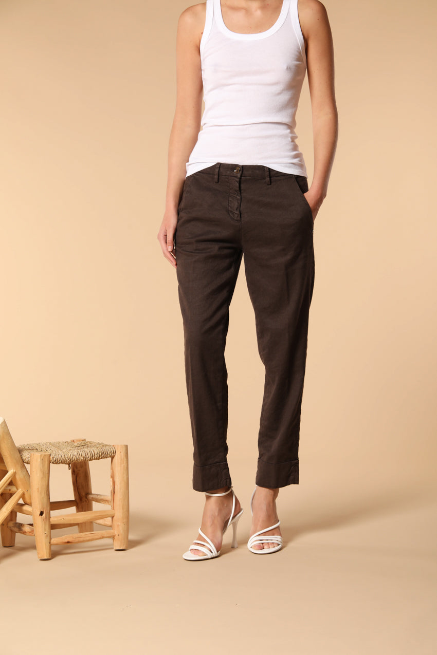 New York Carrot pantalón chino mujer en sarga de lino y algodón carrot fit