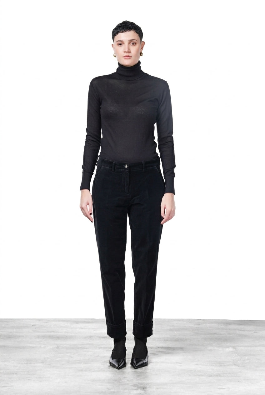 New York Carrot pantalone chino donna in velluto liscio carrot fit ①