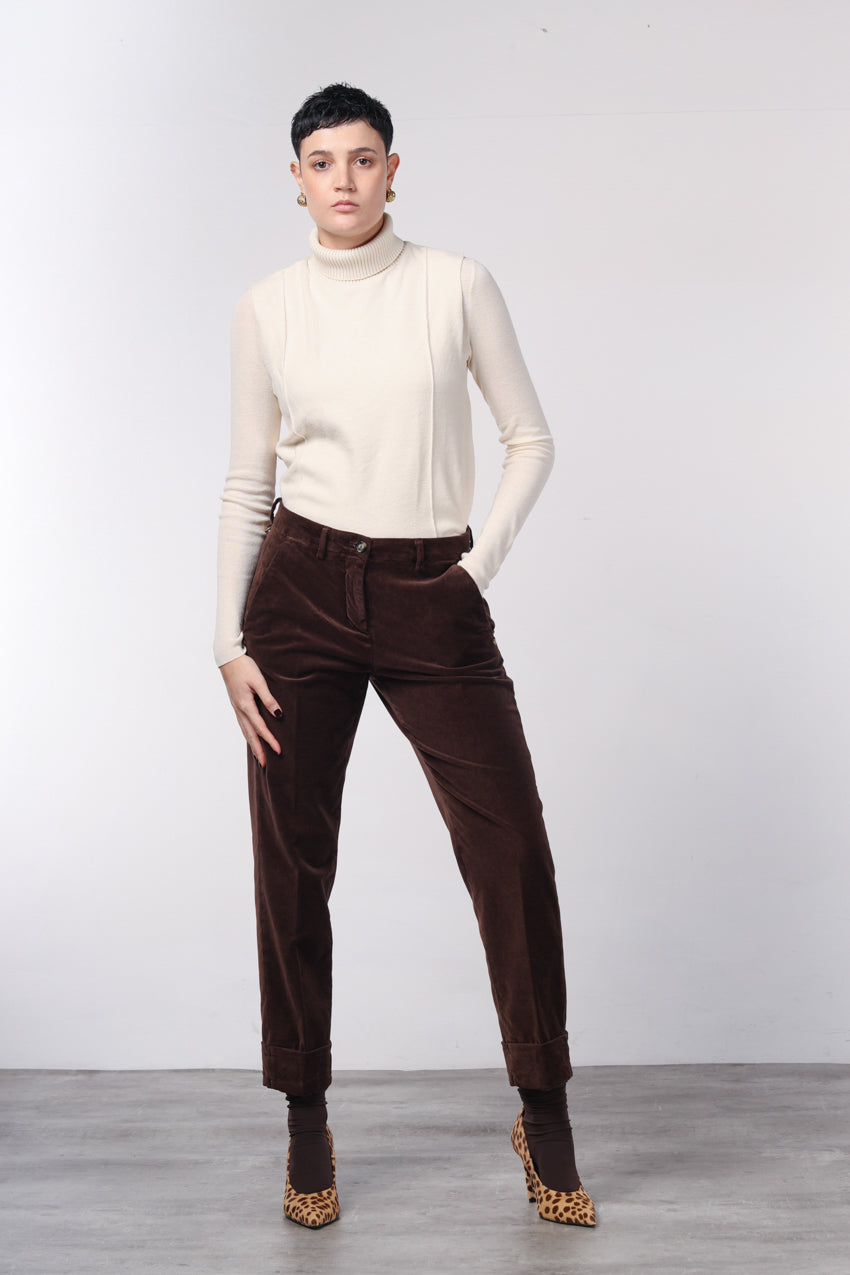 New York Carrot pantalone chino donna in velluto liscio carrot fit ①