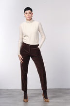 New York Carrot pantalone chino donna in velluto liscio carrot fit ①