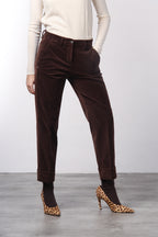 New York Carrot pantalone chino donna in velluto liscio carrot fit ①