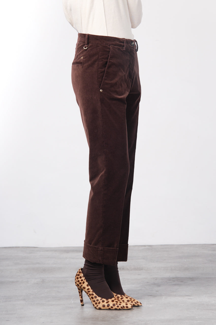 New York Carrot pantalone chino donna in velluto liscio carrot fit ①
