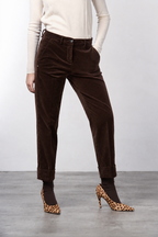 New York Carrot Chinohose für Damen aus glattem Samt mit carrot fit ①
