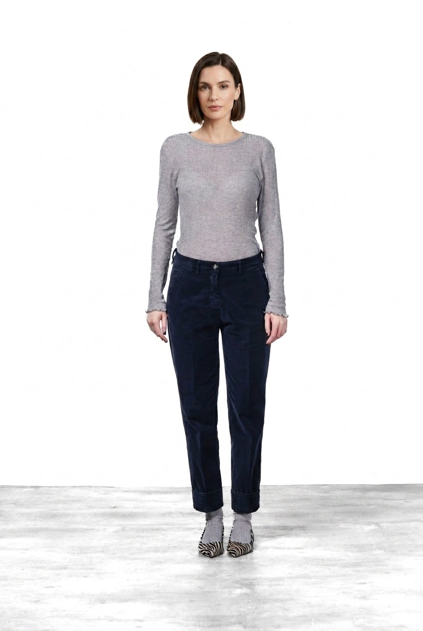 New York Carrot Chinohose für Damen aus glattem Samt mit carrot fit ①
