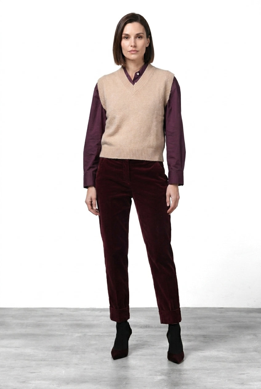New York Carrot pantalón chino de mujer en terciopelo liso, carrot fit ①